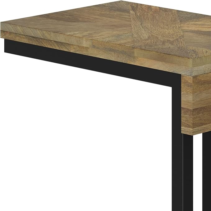 SIMPLIHOME Hayward Modern Industrial 19 Inch Wide Metal Side Table in Natural, Fully Assembled, For the Living Room and Bedroom - LeafyLoom