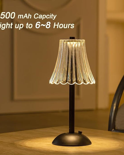 Cordless Table Lamps for Home,Table,Dining Room, Gold Rechargeable Lamps, USB Charge 12'' Tall LED Brass Portable Outdoor Indoor Table Lamp with Built-in Dimmer (Black-White) - LeafyLoom