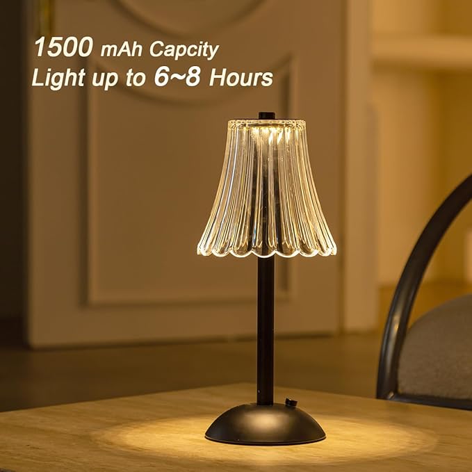 Cordless Table Lamps for Home,Table,Dining Room, Gold Rechargeable Lamps, USB Charge 12'' Tall LED Brass Portable Outdoor Indoor Table Lamp with Built-in Dimmer (Black-White) - LeafyLoom