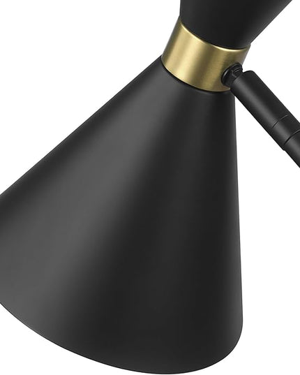 Globe Electric 61000059 62" Floor Lamp, Matte Black, Matte Brass Accents, On/Off Rotary Switch on Socket, Floor Lamp for Living Room, Floor Lamp for Bedroom, Home Office Accessories - LeafyLoom