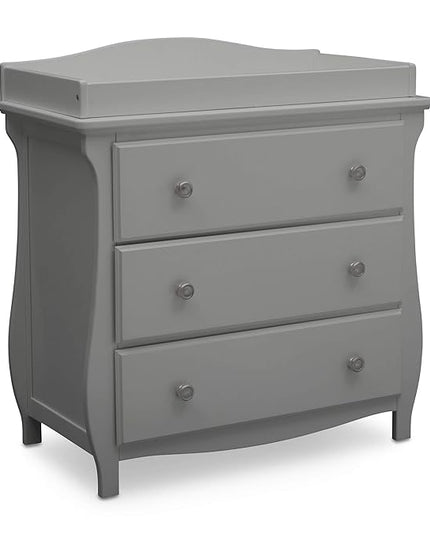 Delta Children Lancaster 4-in-1 Convertible Baby Crib & 3 Drawer Dresser with Changing Top, Grey - LeafyLoom