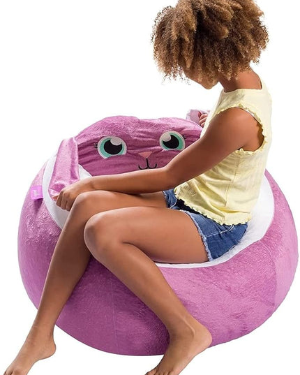 Posh Creations Cute Soft and Comfy Bean Bag Chair for Kids, Animal - Purple Bunny - LeafyLoom