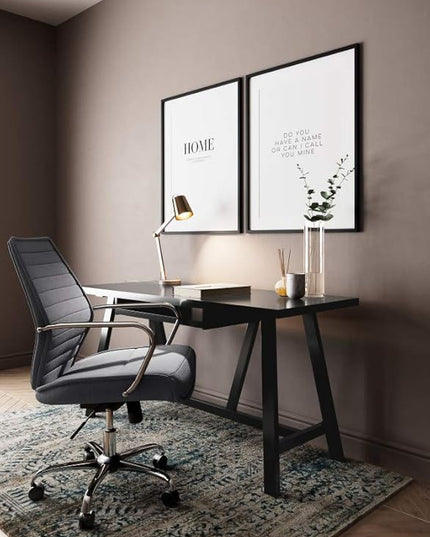 SIMPLIHOME Dylan SOLID WOOD Modern Industrial 60 inch Wide Home Office Desk, Writing Table, Workstation, Study Table Furniture in Black - LeafyLoom
