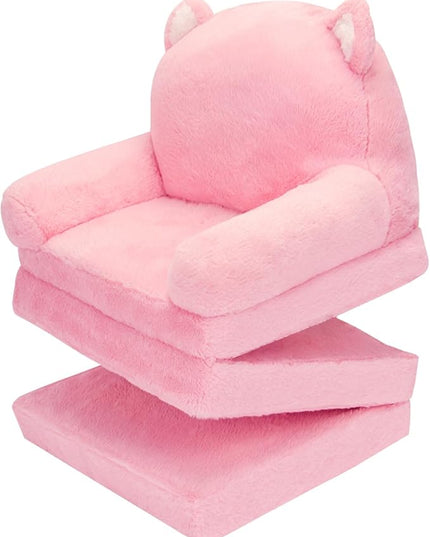 Toddler Chair Comfy, Kids Couch Fold Out, Soft Baby Chairs,kids lounge chair for Play,Gift for 0-3 Years,Pink Kitty - LeafyLoom