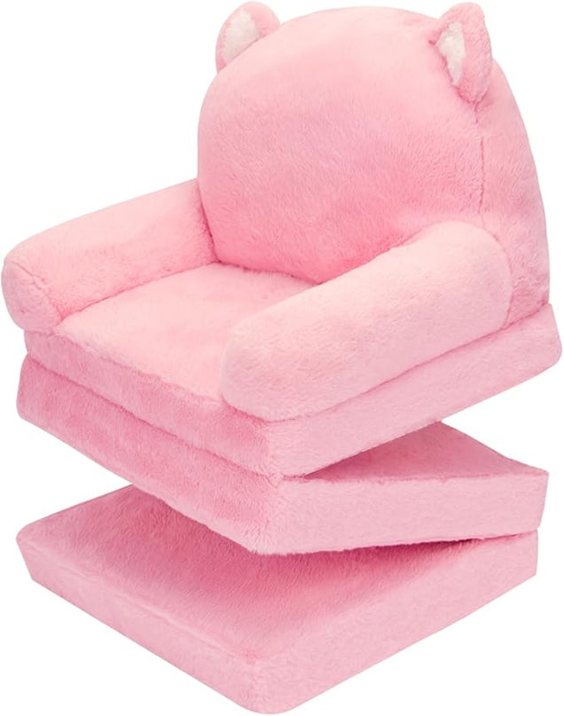 Toddler Chair Comfy, Kids Couch Fold Out, Soft Baby Chairs,kids lounge chair for Play,Gift for 0-3 Years,Pink Kitty - LeafyLoom