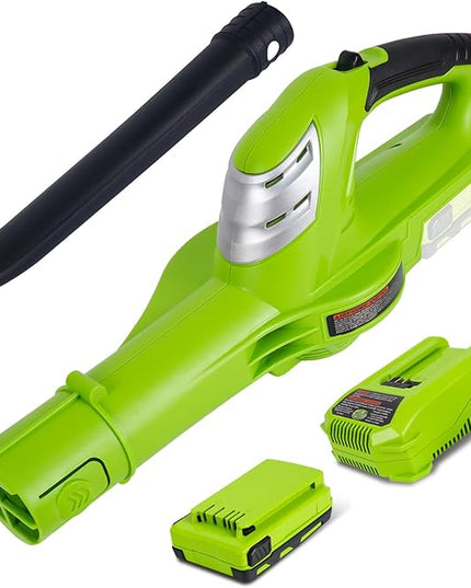 HARDELL 18V Cordless Leaf Blower, Battery Powered Leaf Blower for Lawn Care, Electric Mini Leaf Blower, 130MPH/98CFM, Bright Green (Battery & Charger Included) - LeafyLoom