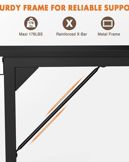 Sweetcrispy Computer 31 Inch Writing Office Small Space Desk Study Modern Simple Style Work Table with Storage Bag Headphone Hook Metal Frame for Home, Bedroom, 31-Inch, Black - LeafyLoom