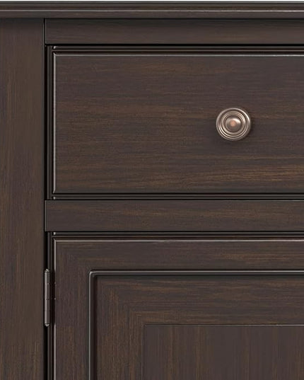 SIMPLIHOME Connaught Low Storage Cabinet, 51 inch, Chestnut Brown - LeafyLoom