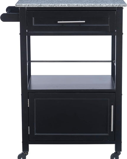 Linon Cayden Black Kitchen Cart, - LeafyLoom