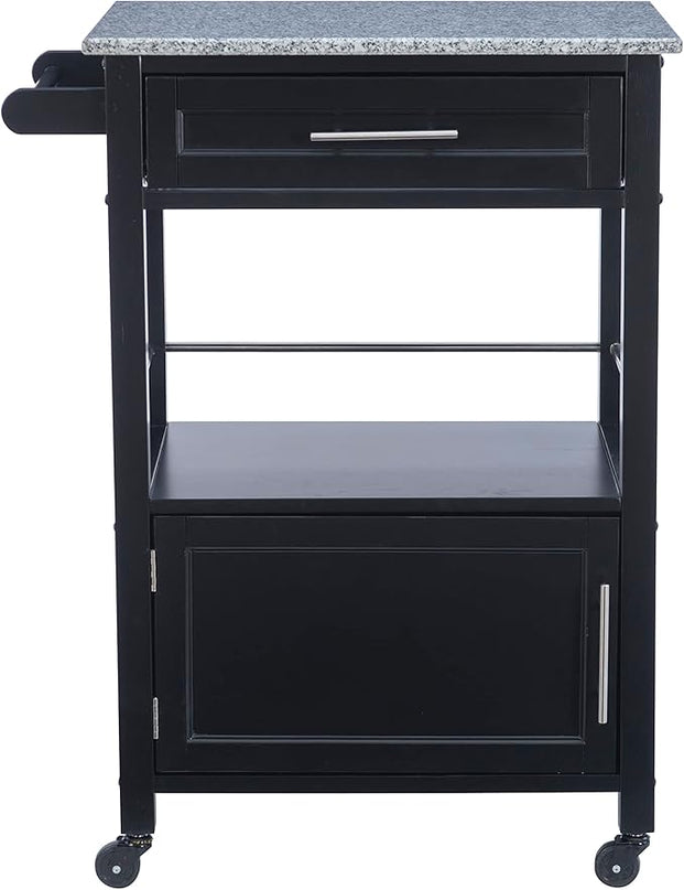 Linon Cayden Black Kitchen Cart, - LeafyLoom