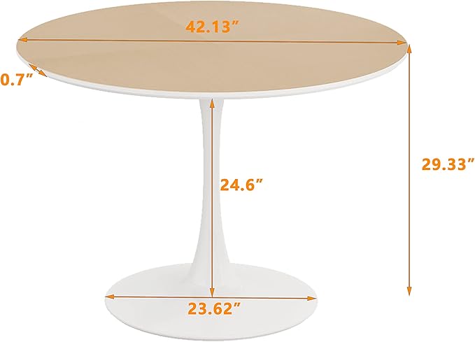 NicBex 42Inch Round Dining Table,Modern Kitchen Table with Printed Wood Grain Tabletop and Metal Base for 2 to 4,Leisure Coffee Table for Kitchen,Small Space,Dining Living Room,Space-Saving,Natural - LeafyLoom