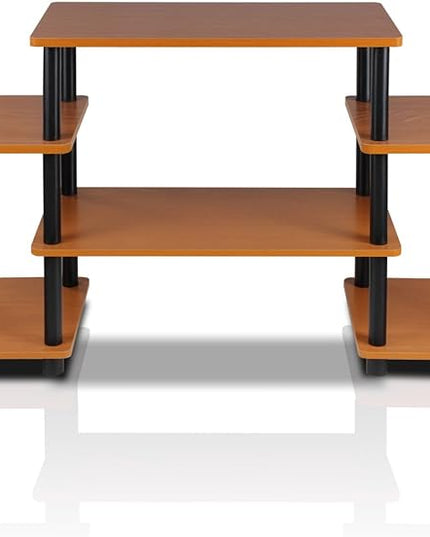 Furinno No Tools Tube Entertainment Center, Light Cherry/Black, Square Corner - LeafyLoom