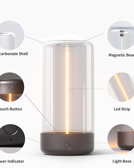 Mini Minimalist Table Lamp Cordless LED Desk Lamp Rechargeable Modern Night Lights Portable Nightstand Lamps Unique Ambient Light Mood Lighting for Bedroom, Beside, Nursery - LeafyLoom