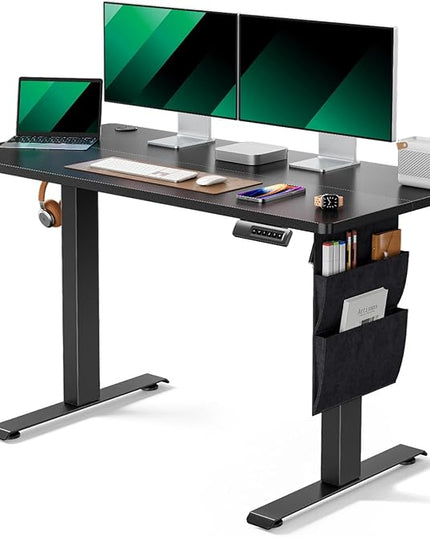Marsail Standing Desk Adjustable Height, 48x24 Inch Electric Standing Desk with Storage Bag, Stand up Desk for Home Office Computer Desk Memory Preset with Headphone Hook - LeafyLoom