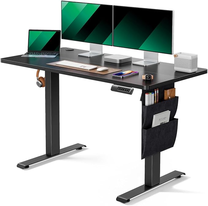 Marsail Standing Desk Adjustable Height, 48x24 Inch Electric Standing Desk with Storage Bag, Stand up Desk for Home Office Computer Desk Memory Preset with Headphone Hook - LeafyLoom