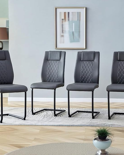 NicBex Dining Chairs Set of 4 Modern Faux Leather High Back Dining Room Kitchen Chairs with Black Metal Legs,Side Chairs for Dining Room, Kitchen,Living Room, and Restaurants,Gray - LeafyLoom