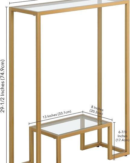Henn&Hart 22" Wide Rectangular Console Table in Brass, Entryway Table, Accent Table for Living Room, Hallway - LeafyLoom