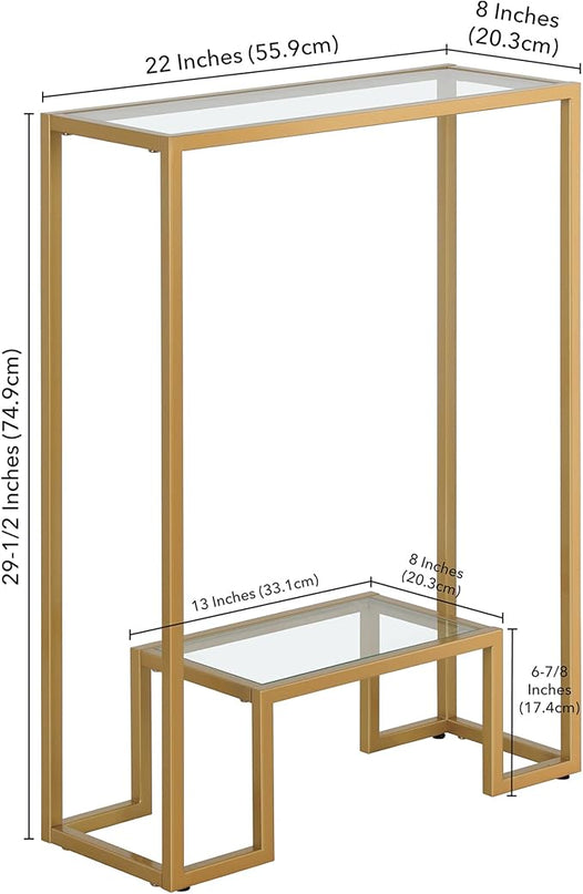 Henn&Hart 22" Wide Rectangular Console Table in Brass, Entryway Table, Accent Table for Living Room, Hallway - LeafyLoom