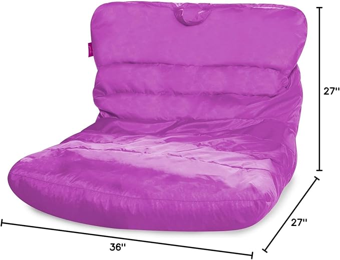 Posh Creations Structured Comfy Seat for Bedrooms and Dorm Rooms, Large Bean Bag Chair, Laguna Lounger, Purple - LeafyLoom