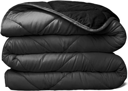 ViscoSoft Black/Gray Down Alternative Comforter King/Cal King - Cooling Breathable Premium Oversized Soft Reversible Microfiber Duvet Insert - LeafyLoom