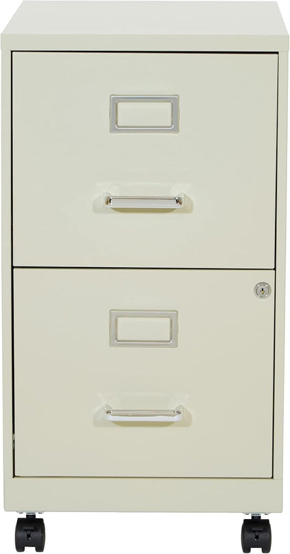 OSP Home Furnishings 2 Drawer Mobile Locking Metal File Cabinet, Tan - LeafyLoom