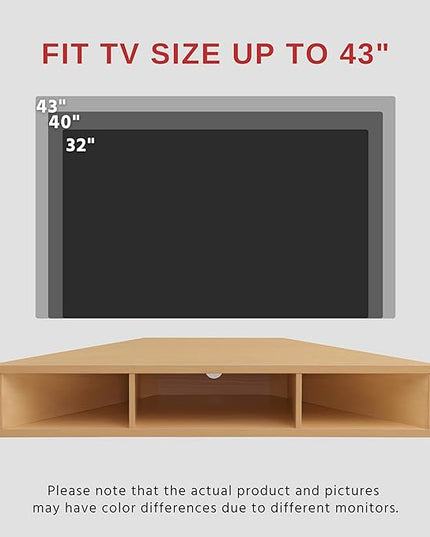 24/7 Shop at Home French 47 inch Modern TV Stand with Storage, Floating Corner Shelf for Wall, Wood Entertainment Center with Shelves for Living Room, Bedroom, Family, Gingko Maple - LeafyLoom