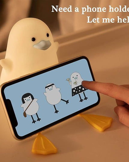 FULLOSUN Cute Night Light for Kids, Toddler, Duck Silicone Nursery Baby Nightlight, Kawaii Birthday Gifts for Room Decorations, Teen Girls Boys Child - Portable Squishy Battery Operated - LeafyLoom