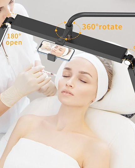 MYSWEETY Lash Light for Eyelash Extensions, 36'' Foldable Half Moon Light Lamp, LED Eyelash Floor Lamp, Estheticians Light with Phone Holder, Lash Light for Eyelash Tech, Tattoo, Makeup, Nails - LeafyLoom