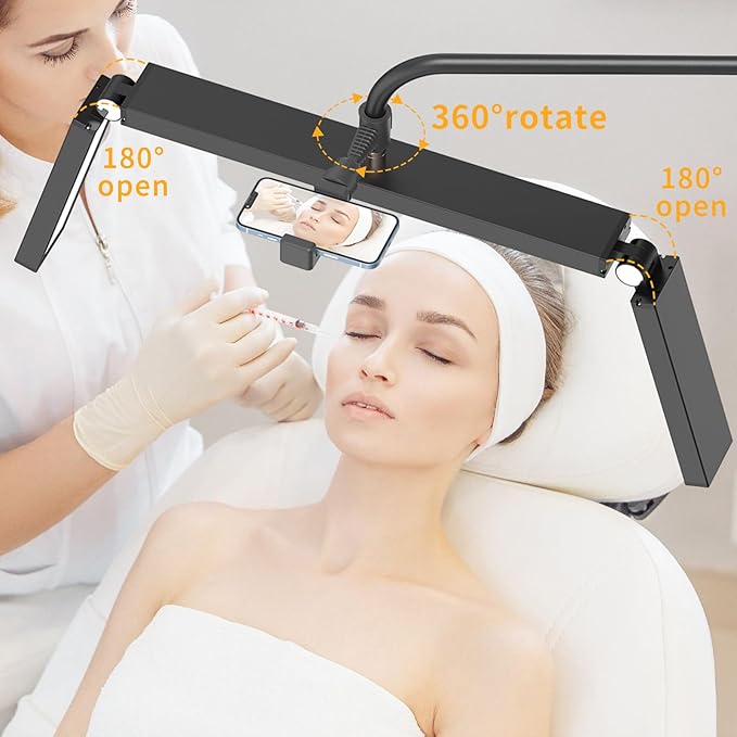 MYSWEETY Lash Light for Eyelash Extensions, 36'' Foldable Half Moon Light Lamp, LED Eyelash Floor Lamp, Estheticians Light with Phone Holder, Lash Light for Eyelash Tech, Tattoo, Makeup, Nails - LeafyLoom