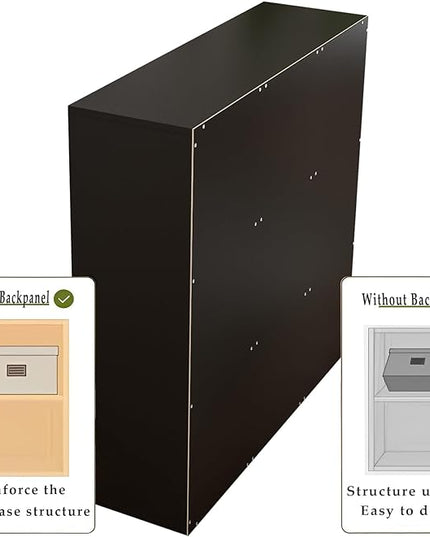 9-Cube Storage Shelf Bookcase - Wooden 3-Tier Floor Standing Open Bookshelf with Doors for Home and Office, Display Cabinet, Black - LeafyLoom