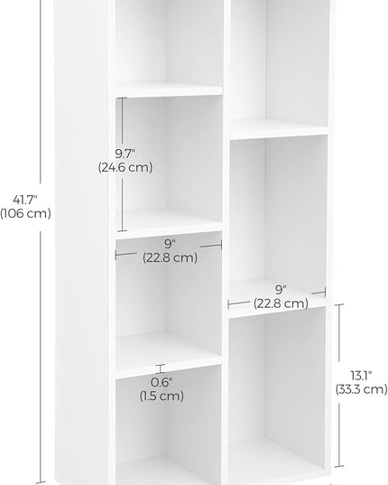 VASAGLE Bookcase, Bookshelf with 7 Compartments, Freestanding Shelves and Cube Organizer, for Display in Living Room, Bedroom, and Home Office, White ULBC27WT - LeafyLoom