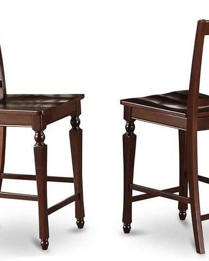 East West Furniture EDCH5-MAH-W Eden 5 Piece Kitchen Counter Height Set Includes a Round Wooden Table with Pedestal and 4 Dining Chairs, 30x30 Inch, Mahogany - LeafyLoom