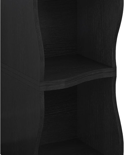 ECYIL Double Layered Independent Storage Rack, Full Circular Color Blocking Bookshelf, Suitable for Home, Office, Living Room, etc (black1) - LeafyLoom