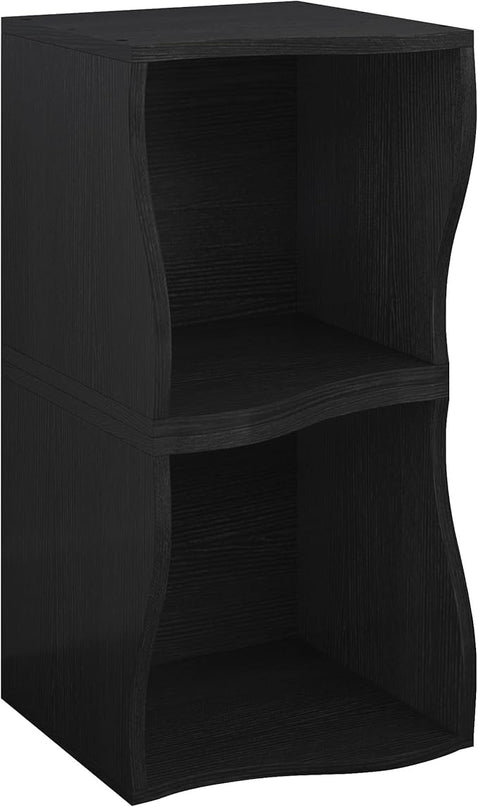 ECYIL Double Layered Independent Storage Rack, Full Circular Color Blocking Bookshelf, Suitable for Home, Office, Living Room, etc (black1) - LeafyLoom