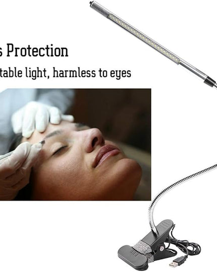LED Desk Light Clip, LED Book Light, USB Beauty Lamp Dimmable Desk Light Eye Care Flexible Desk Lamp for Reading Jewelry Repair Tattoo Manicure Makeup - LeafyLoom
