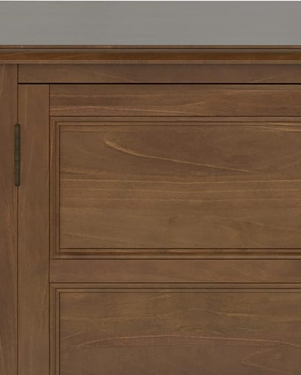 SIMPLIHOME Burlington SOLID WOOD Universal TV Media Stand, 54 inch Wide, Transitional, Living Room Entertainment Center, Storage Shelves and Cabinets, for TVs up to 60 inches in Medium Saddle Brown - LeafyLoom