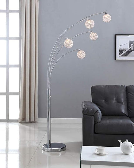Artiva USA A511118FSN Manhattan Modern Crystal Floor Lamp, 84"H, Chrome, White - LeafyLoom