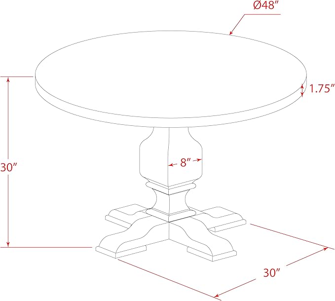 East West Furniture I3AB7-747 Irving 7 Piece Modern Dining Set Consist of a Round Wooden Table with Pedestal and 6 Light Sable Linen Fabric Parson Chairs, 48x48 Inch - LeafyLoom