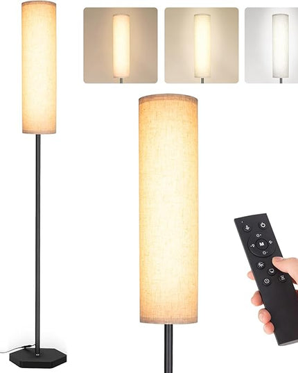 Floor Lamp for Living Room,Modern Standing Lamps with Lamp Shade,Pole Lamps for Bedrooms, Tall Lamp for Reading with Remote (Modern - Black) - LeafyLoom