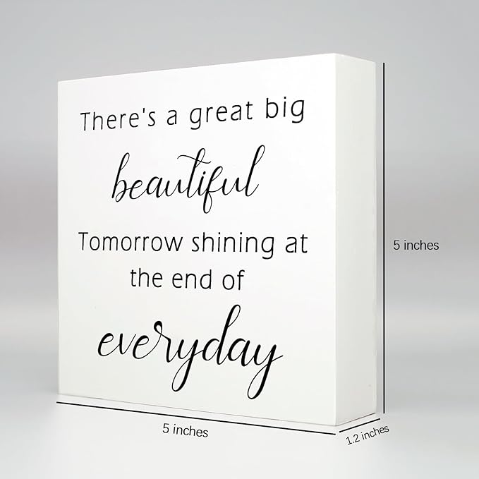 Office Desk Decor Funny Signs Funny Office Decor There's a Great Big Beautiful Tomorrow Wood Signs Home Decor Office Decorations for Work Farmhouse Office Decor Funny Home Decor Gifts (5x5inch) - LeafyLoom
