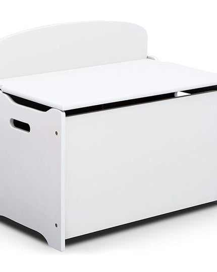 Delta Children MySize Deluxe Toy Box - Greenguard Gold Certified, Bianca White & Canton Toddler Bed, Cherry - LeafyLoom