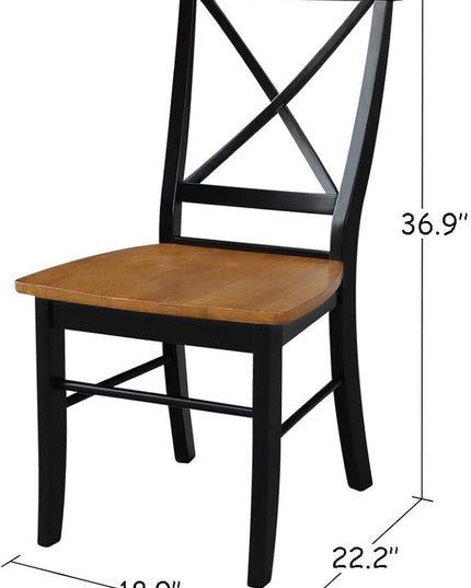 International Concepts X- Back Chair with Solid Wood Seat, Black/Cherry - LeafyLoom
