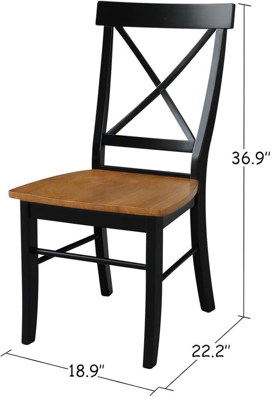 International Concepts X- Back Chair with Solid Wood Seat, Black/Cherry - LeafyLoom
