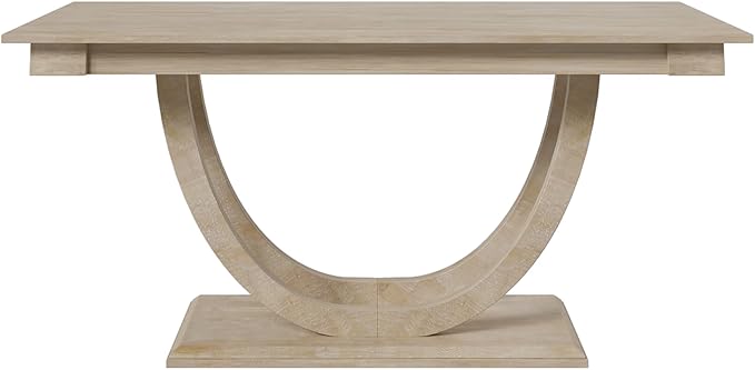 6-Piece Wood Rectangular Dining Table Set with Half Round Legs, 4 Upholstered Chairs and Bench, for Kitchen Living Room, Modern Style, Natural+Beige, 59.1" L x 35.4" W x 29.5" H - LeafyLoom