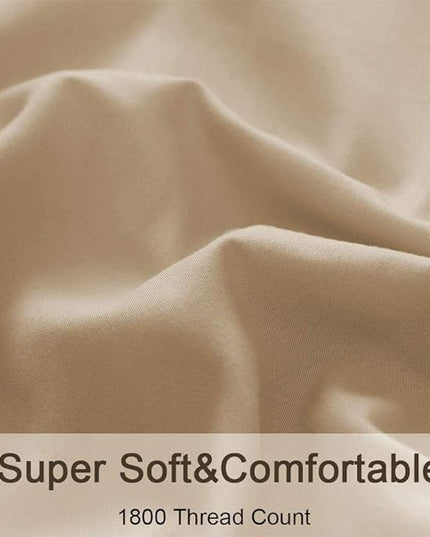 SONORO KATE Bed Sheet Set Super Soft Microfiber 1800 Thread Count Luxury Egyptian Sheets 16-Inch Deep Pocket，Wrinkle-4 Piece (Taupe, Queen) - LeafyLoom