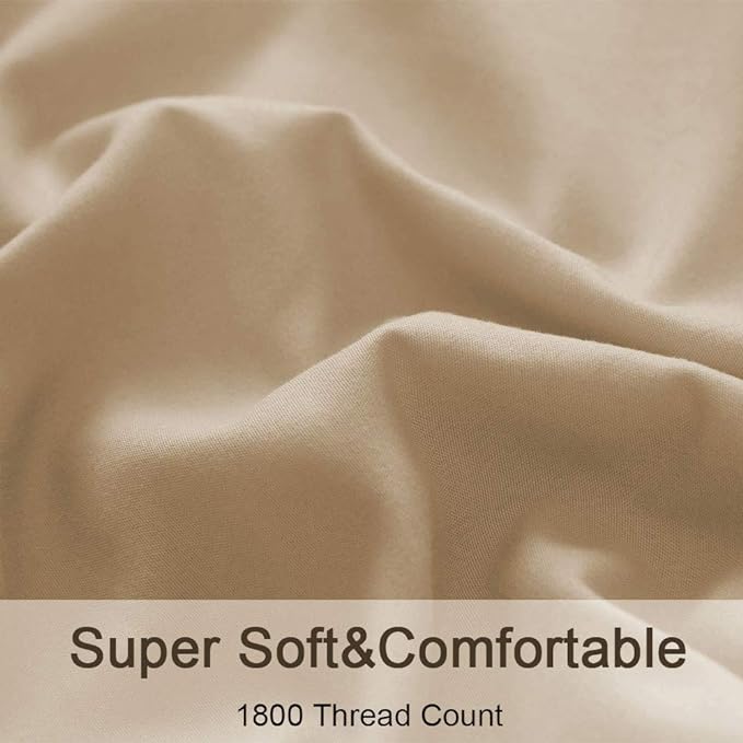 SONORO KATE Bed Sheet Set Super Soft Microfiber 1800 Thread Count Luxury Egyptian Sheets 16-Inch Deep Pocket，Wrinkle-4 Piece (Taupe, Queen) - LeafyLoom