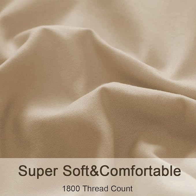 SONORO KATE Bed Sheet Set Super Soft Microfiber 1800 Thread Count Luxury Egyptian Sheets 16-Inch Deep Pocket，Wrinkle -4 Piece (Taupe, California King) - LeafyLoom