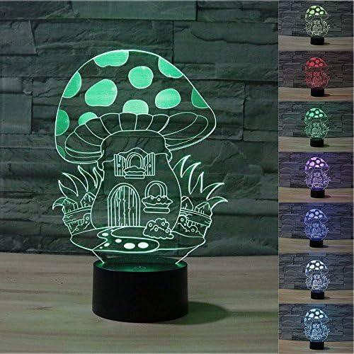 Cute Mushroom 3D Night Light 7 Color Change LED Table Lamp Xmas Toy Gift - LeafyLoom