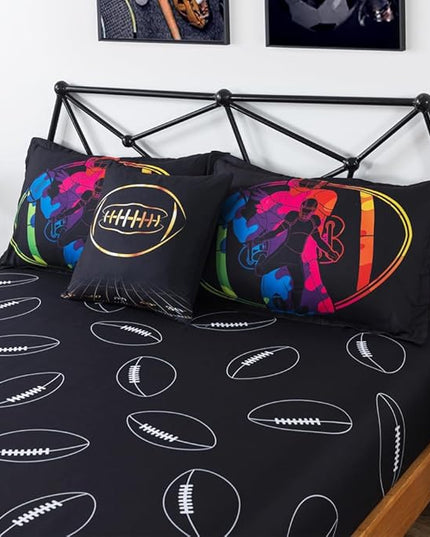 ADASMILE A & S Football Comforter Set Twin for Boys Kids American Football Bedding Set Sports Football Player Comforter with Football Sheets Twin Bed in A Bag Rugby Comforter Sets for Kids Home Decor - LeafyLoom