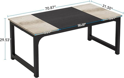 70.8 Inch X-Large Executive Computer office desk, Grey+Black - LeafyLoom